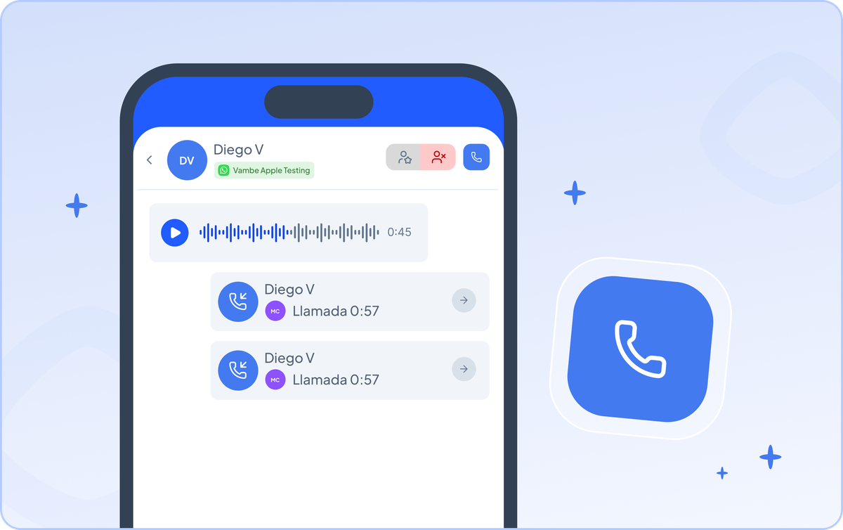 Llama a tus clientes desde la app, sin salir de la conversación